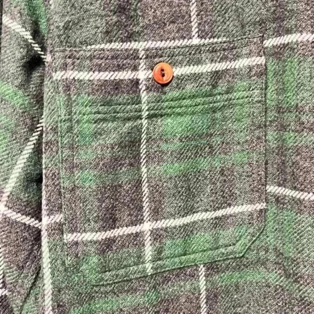 J.Crew Wallace & Barnes Men’s Green Plaid Flannel Shirt, 100% Cotton, Sz Medium - Picture 6 of 14